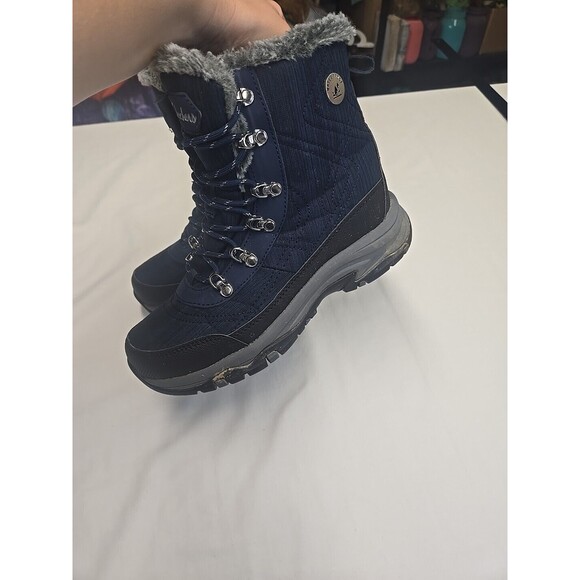 Skechers Women's Boots Size 6.5 Trego Winter Hiking Waterproof Blue Black Fur‎ - Picture 5 of 12